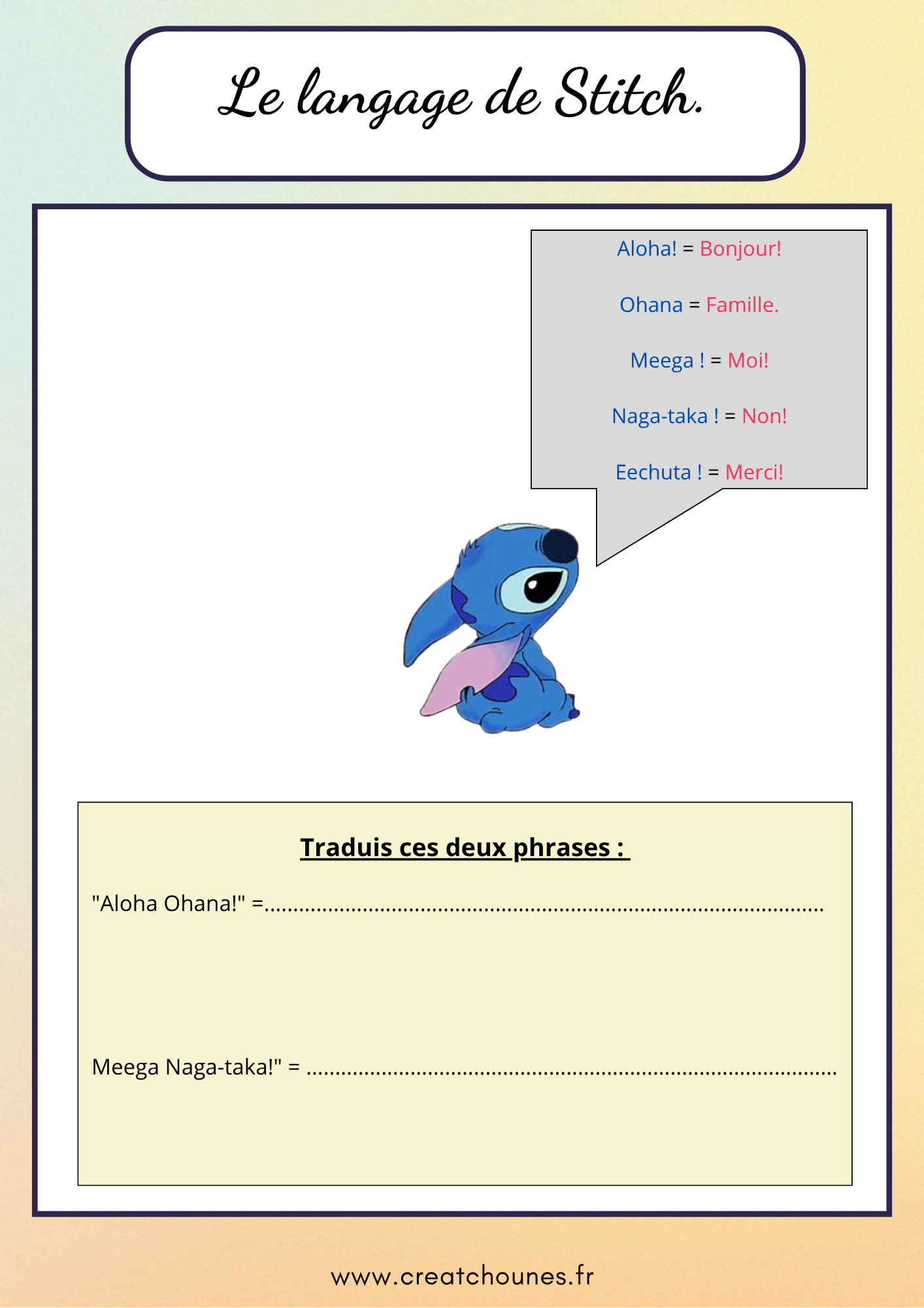Livret d’activités Stitch – Dès 6 ans