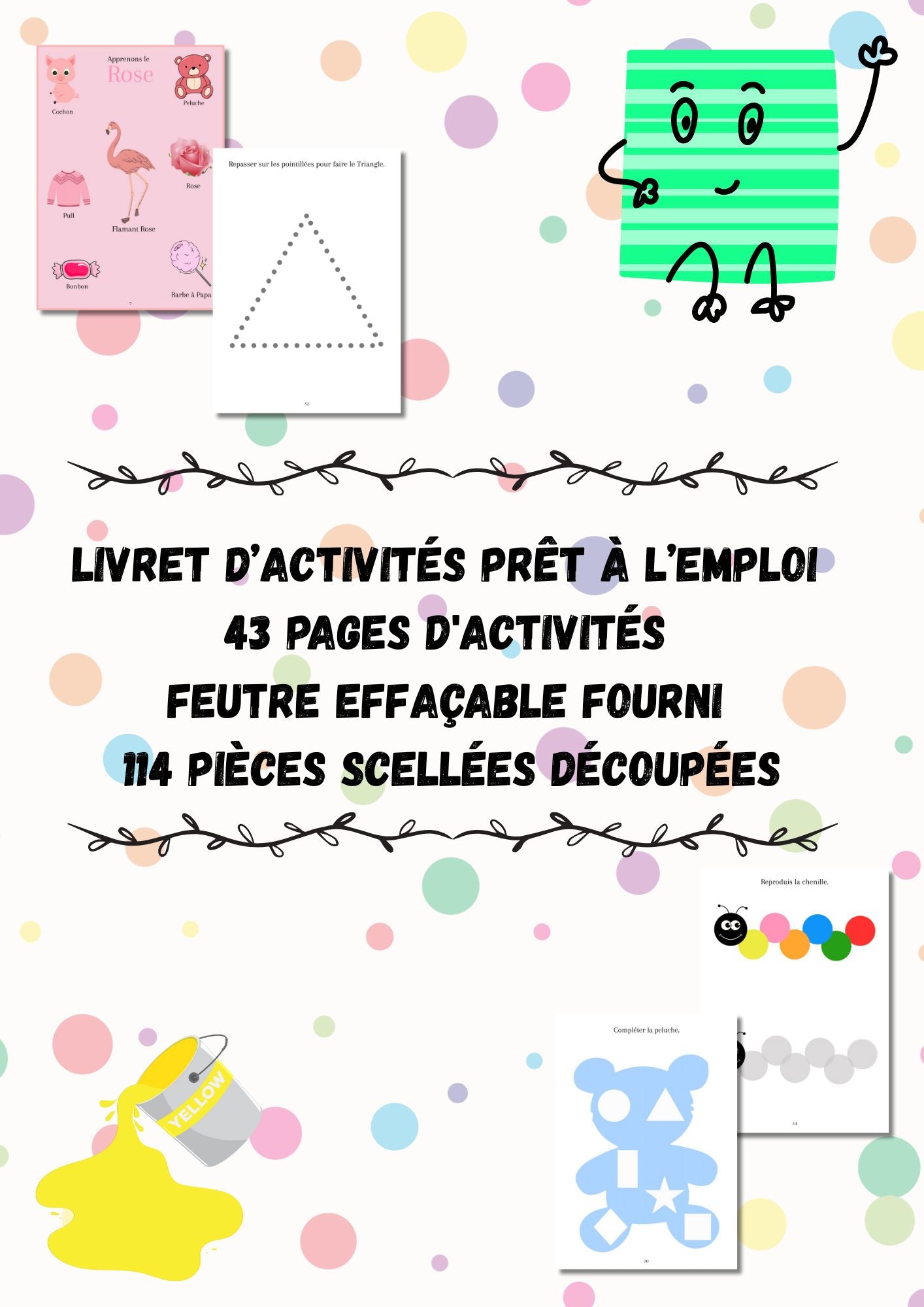 Livret d'Activités – Formes & Couleurs | Dès 12 mois | 43 pages | 114 pièces scellées | Prêt à l'emplois
