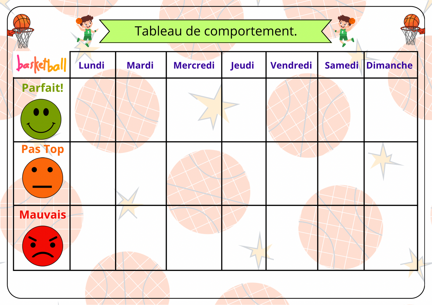 Tableau De Comportement Personnalisable.