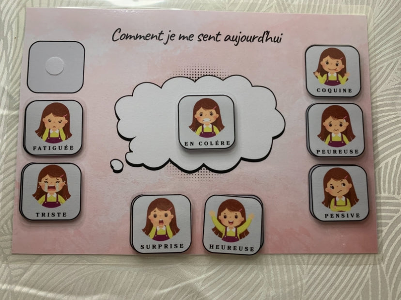 Tableau des émotions enfant – Version fille & garçon – Ressentis & autonomie – Frais de port inclus