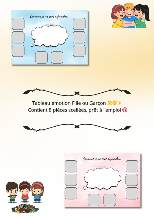 Tableau des émotions enfant – Version fille & garçon