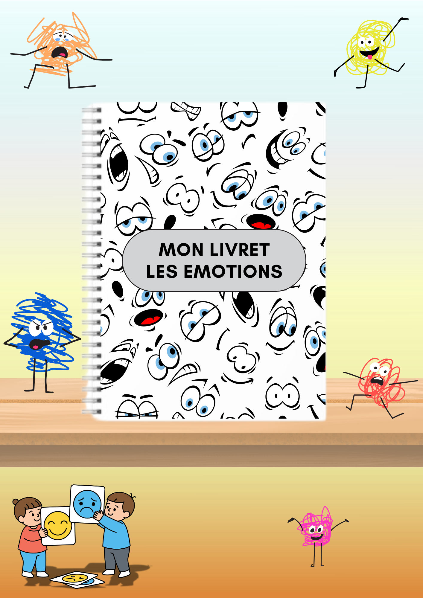 Livret d’activités Émotions pour enfants • 20 pages • 39 pièces scellées • Activités feutre effaçable • Développement émotionnel • Jeu éducatif